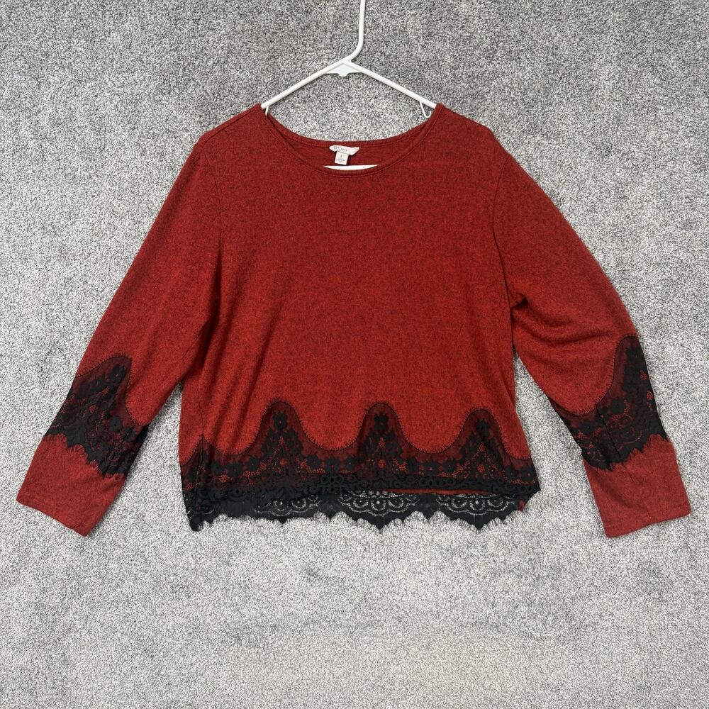 Dark Romantic Gothic Red Sweater L Vampy Victorian Noir Alt Grunge Moody Lace